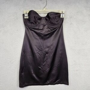 Hanes Herway Shapewear Slip Dress Women 36B Black Underwired Bra Bustier Stretch